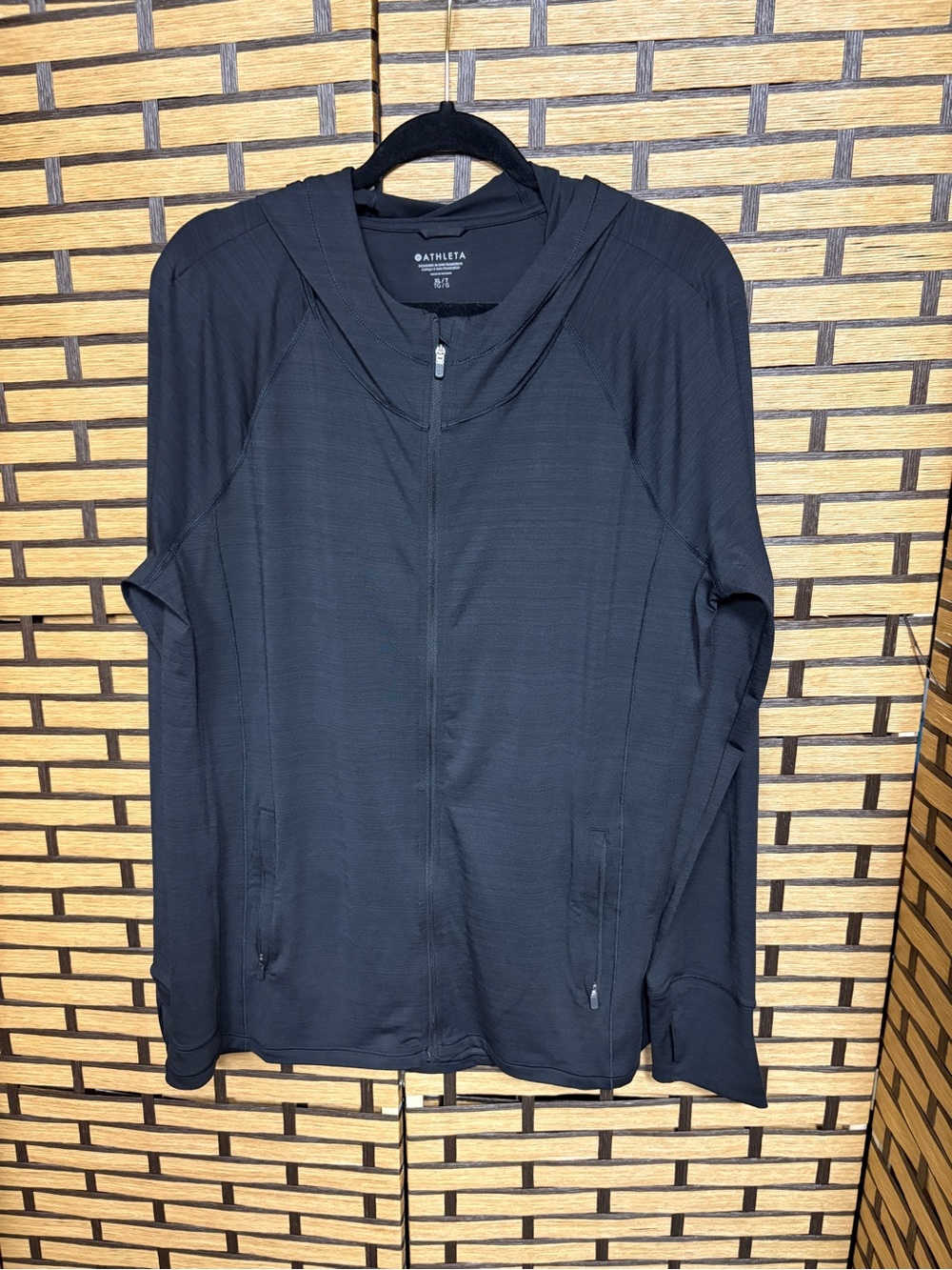 Athleta black zip front jacket size xl